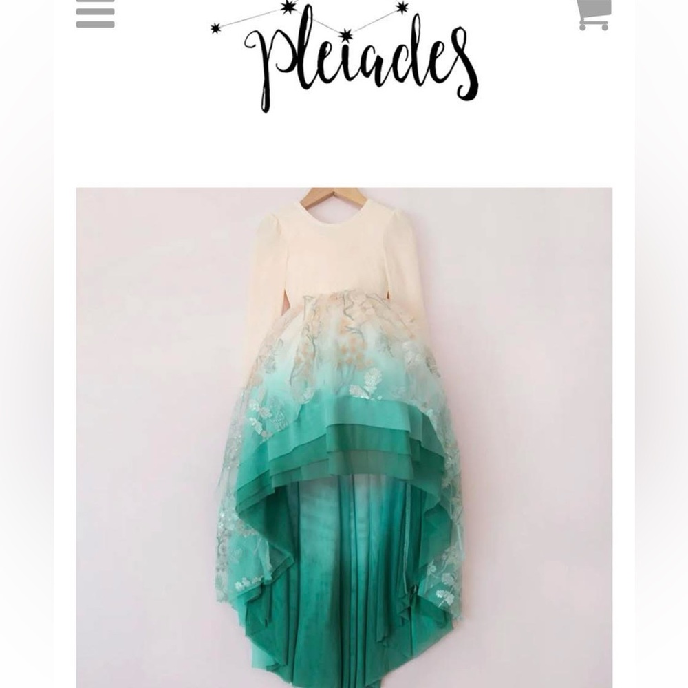 18-24 month pleiades emerald sky ballerina high low dress